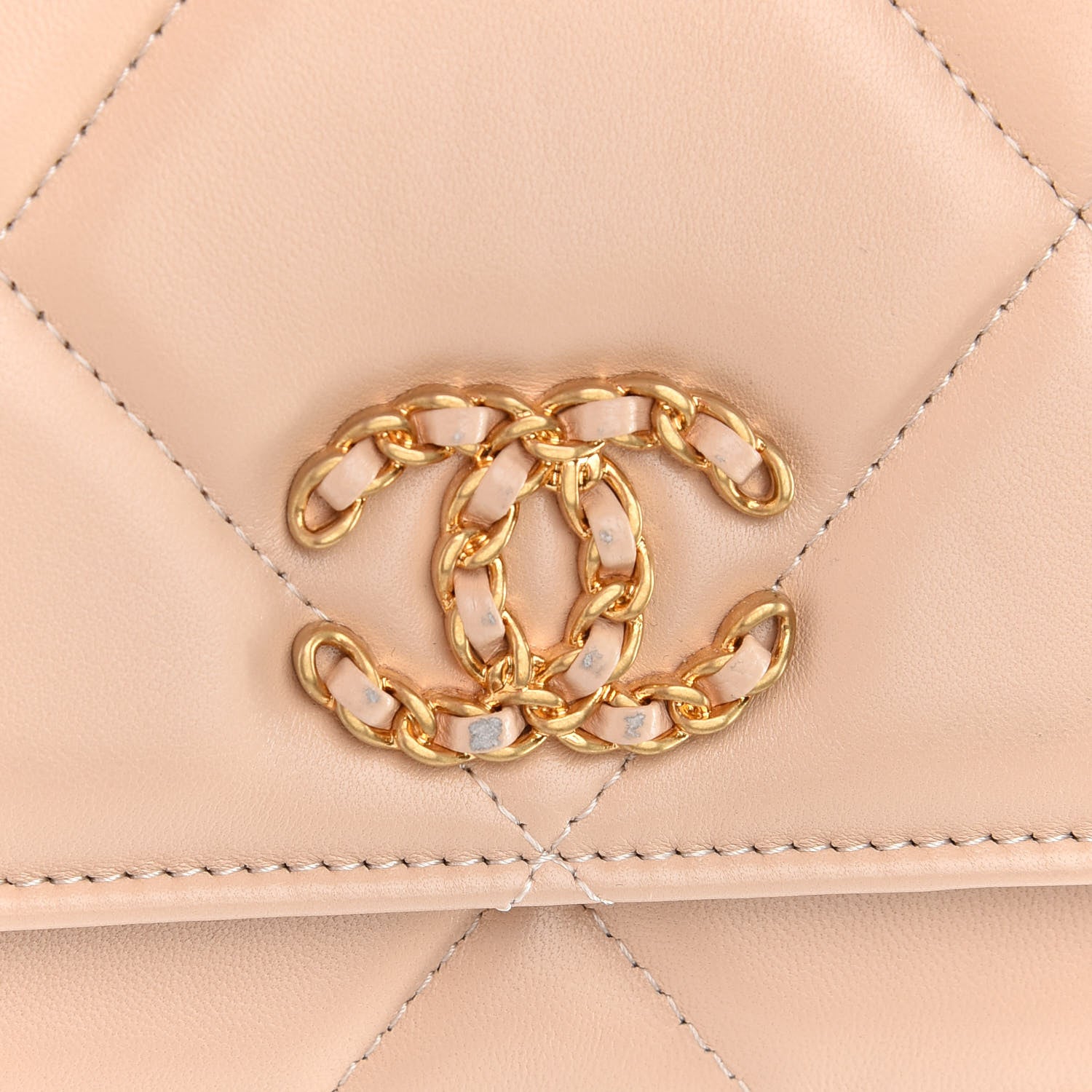 Chanel Lambskin Quilted Chanel 19 Wallet On Chain WOC Beige 8 of 10