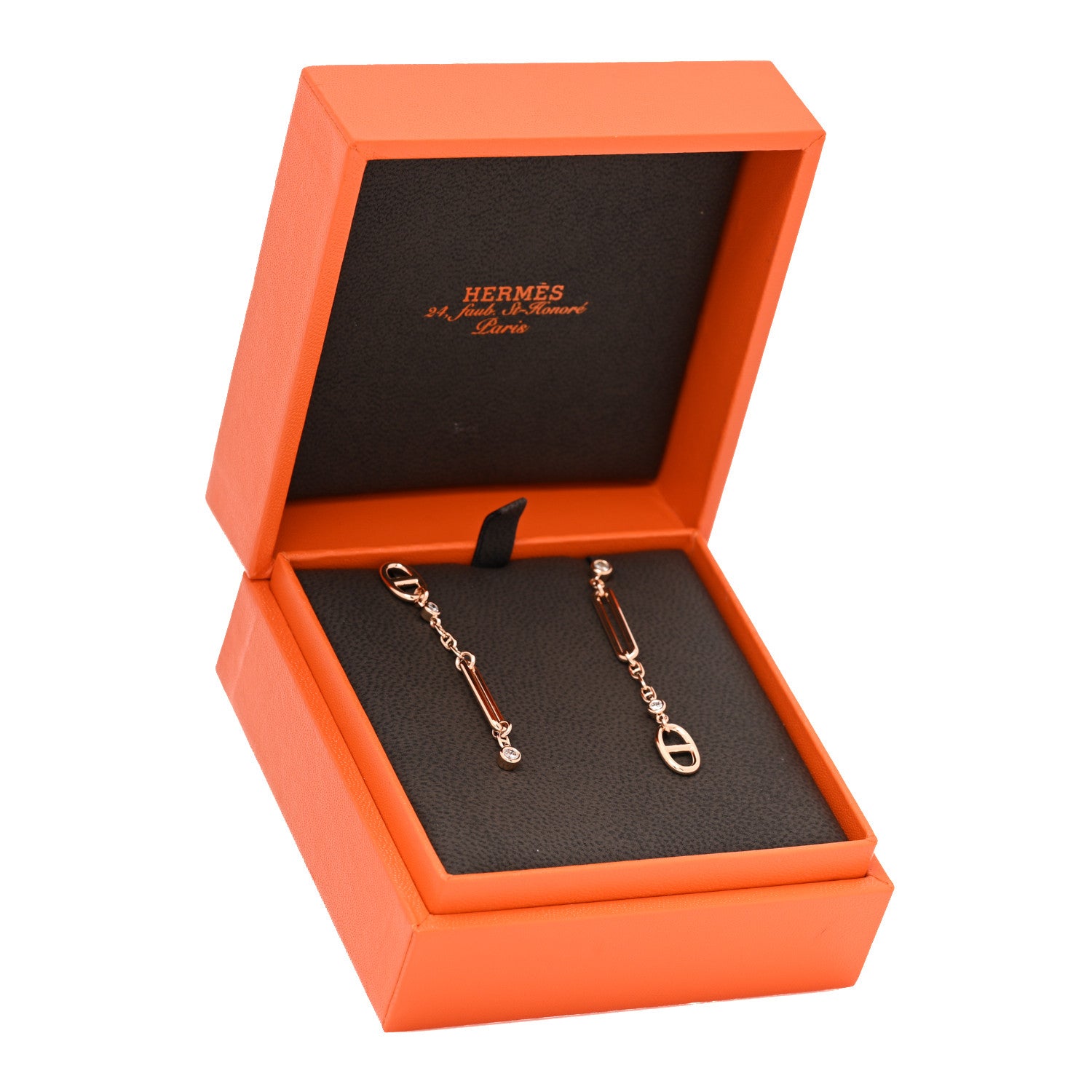 Hermes 18K Rose Gold Diamond Chaos Earrings 5 of 5