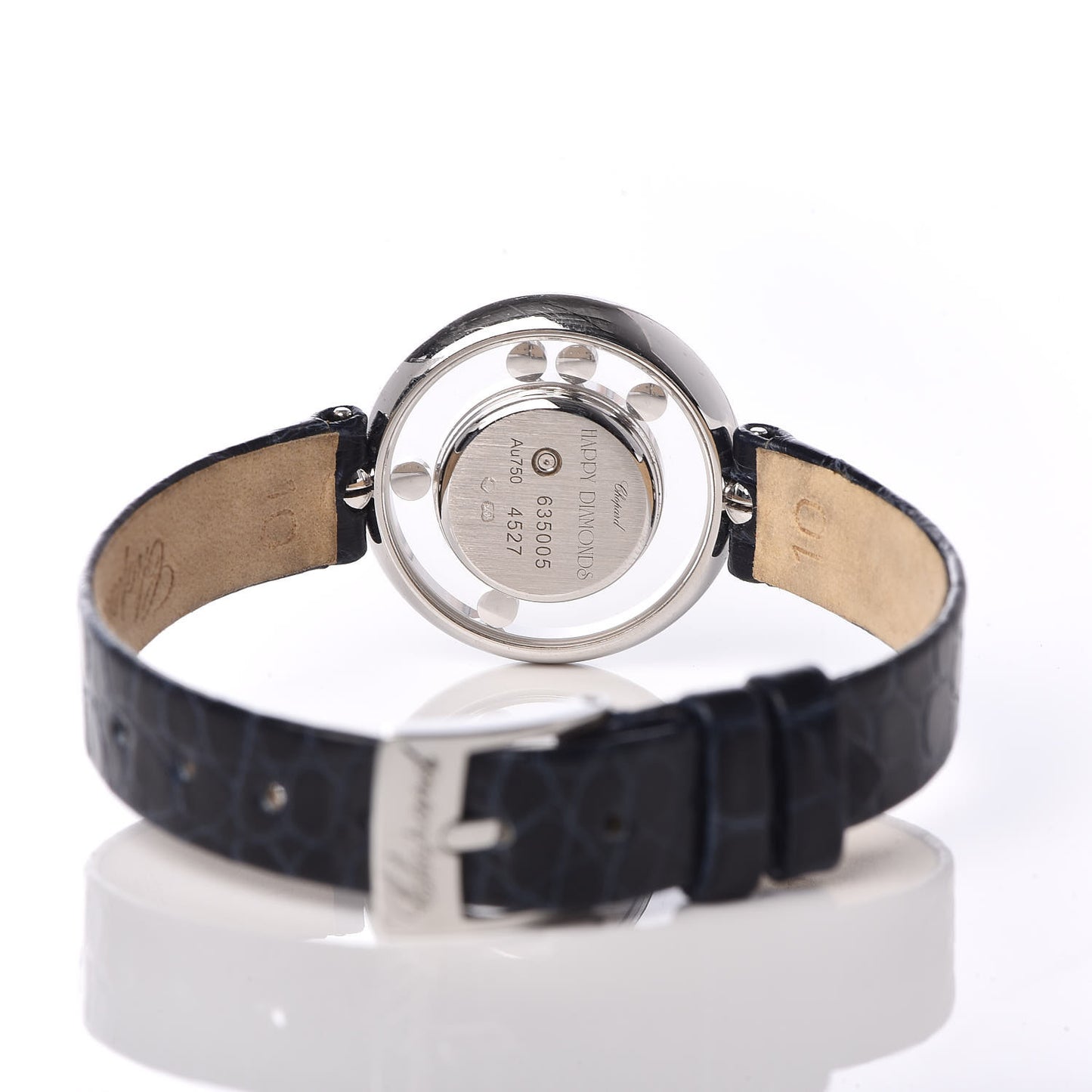 18K White Gold Alligator Diamond Bezel 25mm Happy Diamonds Icons Quartz Watch
