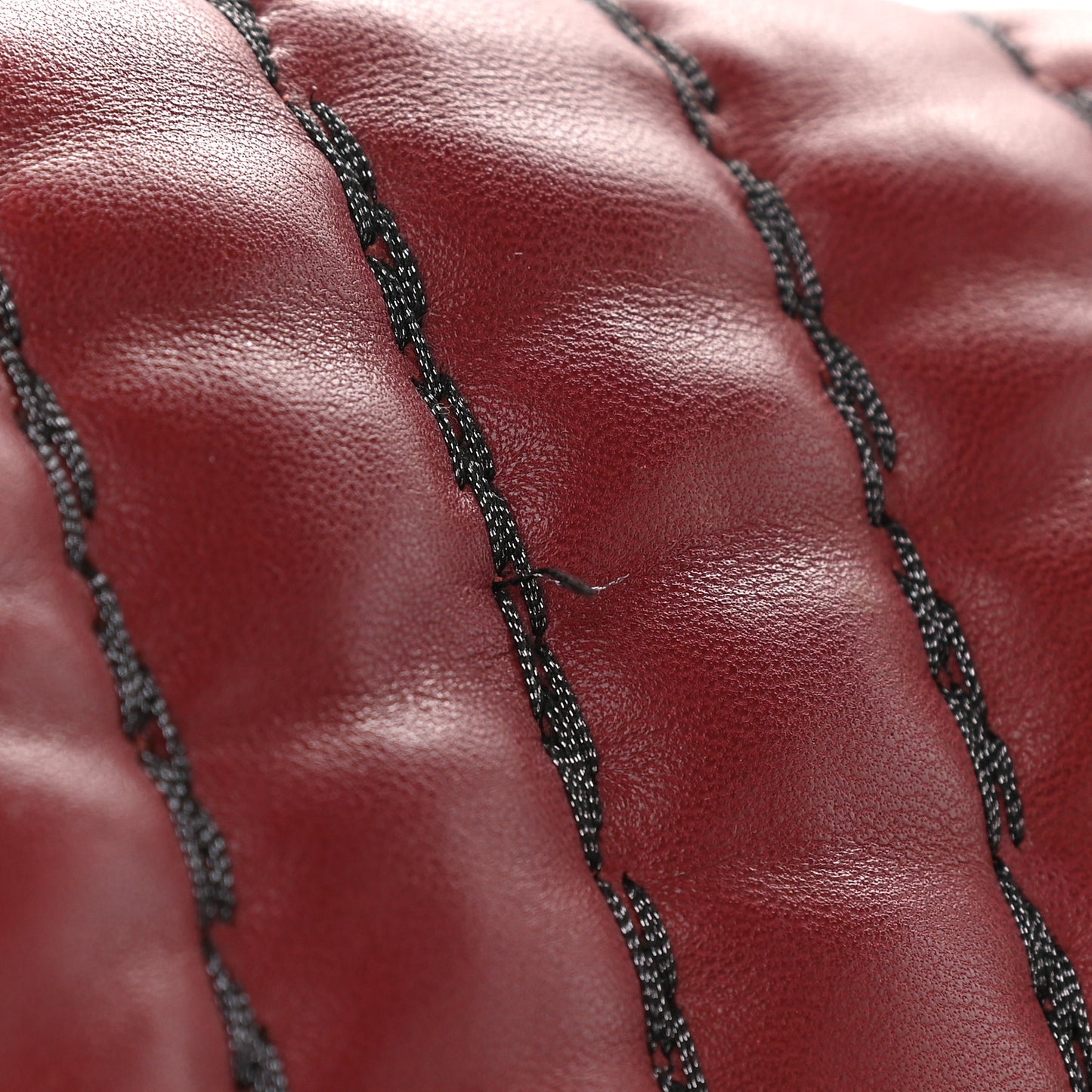 Lambskin Vertical Stitch Jumbo Single Flap Dark Red