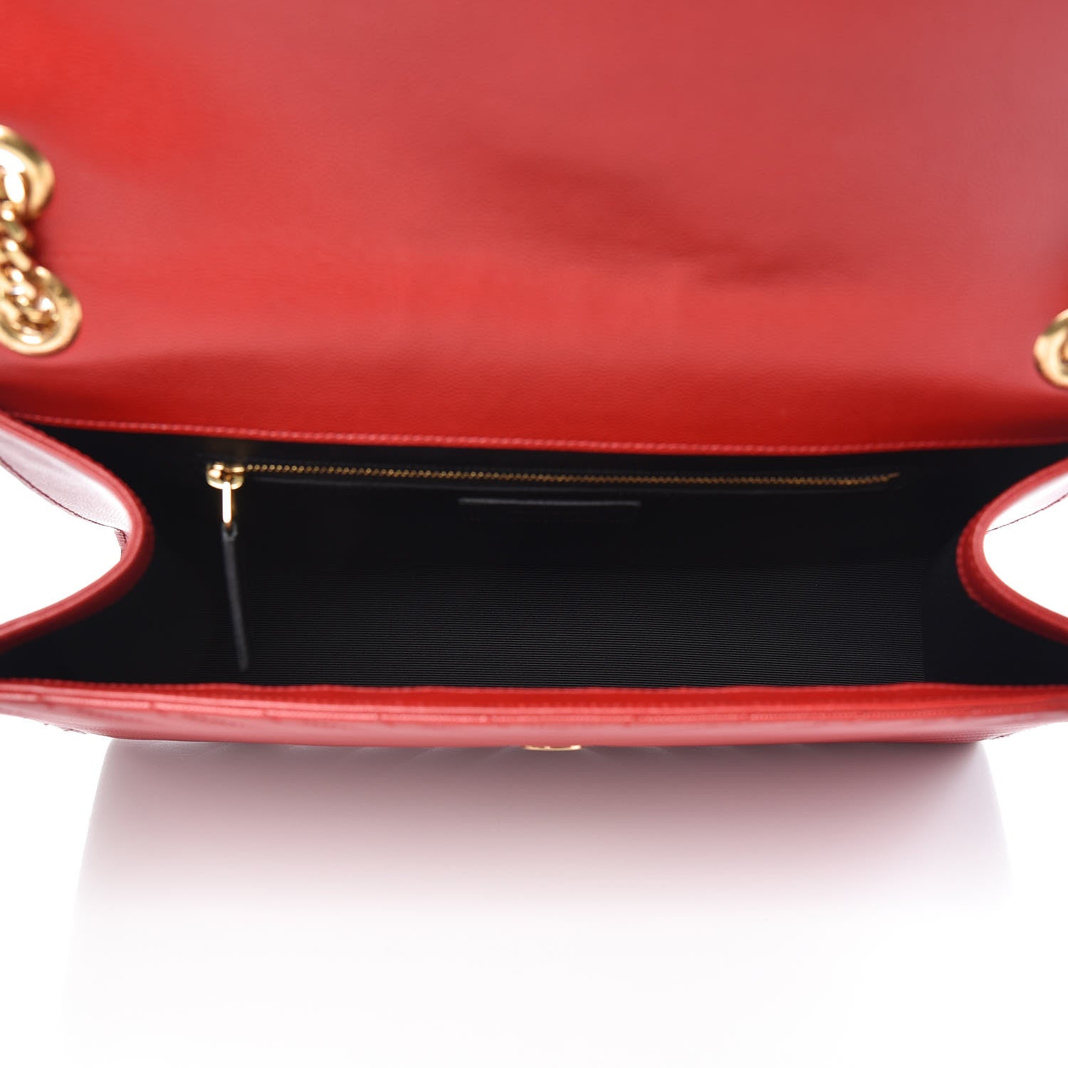 Saint Laurent Grain De Poudre Matelasse Chevron Large Monogram Satchel Lipstick Red 5 of 13