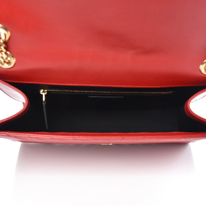 Saint Laurent Grain De Poudre Matelasse Chevron Large Monogram Satchel Lipstick Red 5 of 13