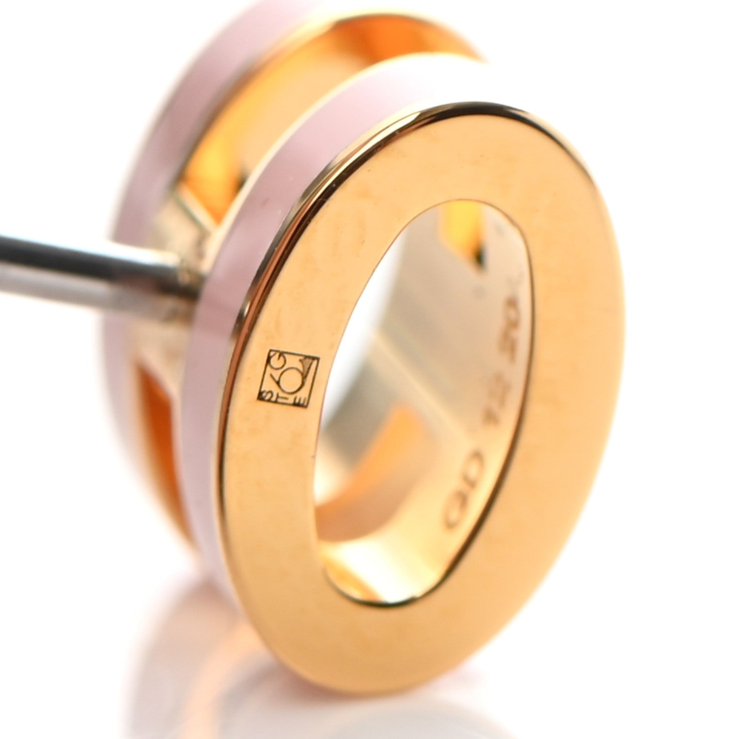 Hermes Gold Lacquered Mini Pop H Earrings Rose Dragee 5 of 6