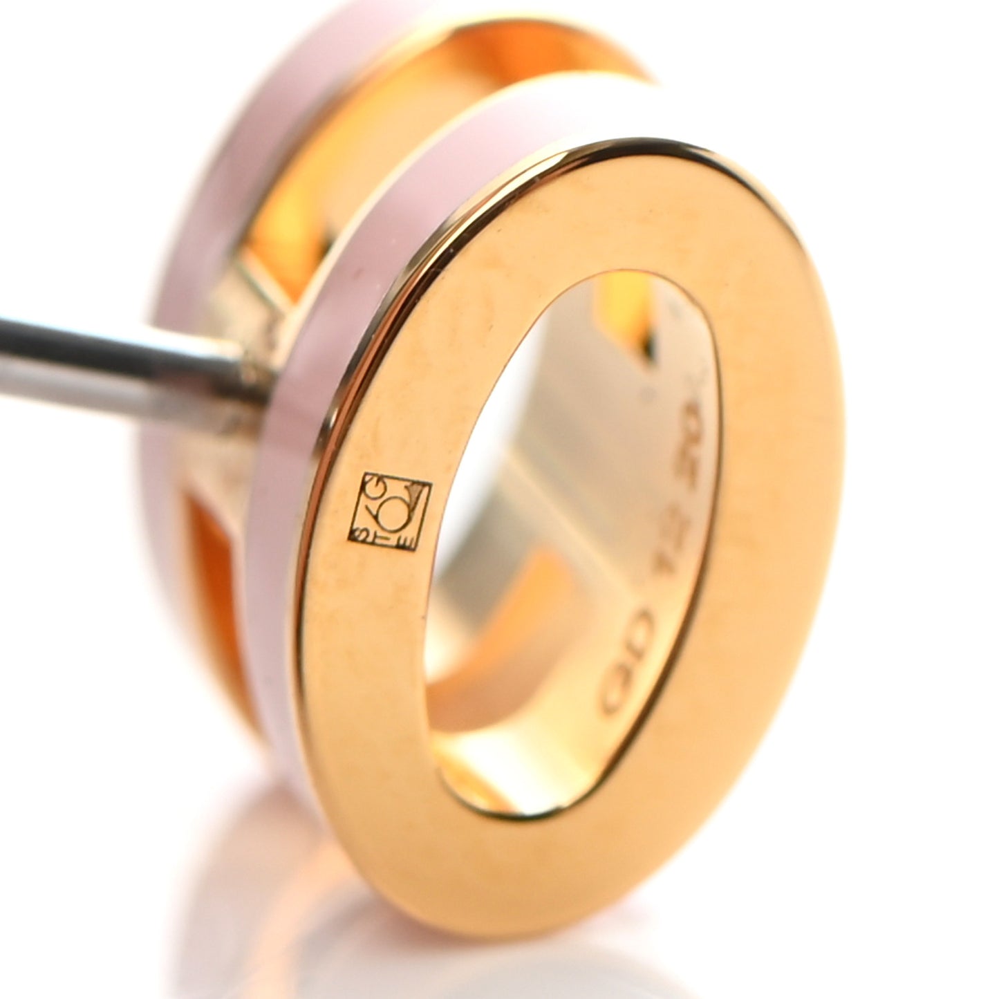 Gold Lacquered Mini Pop H Earrings Rose Dragee