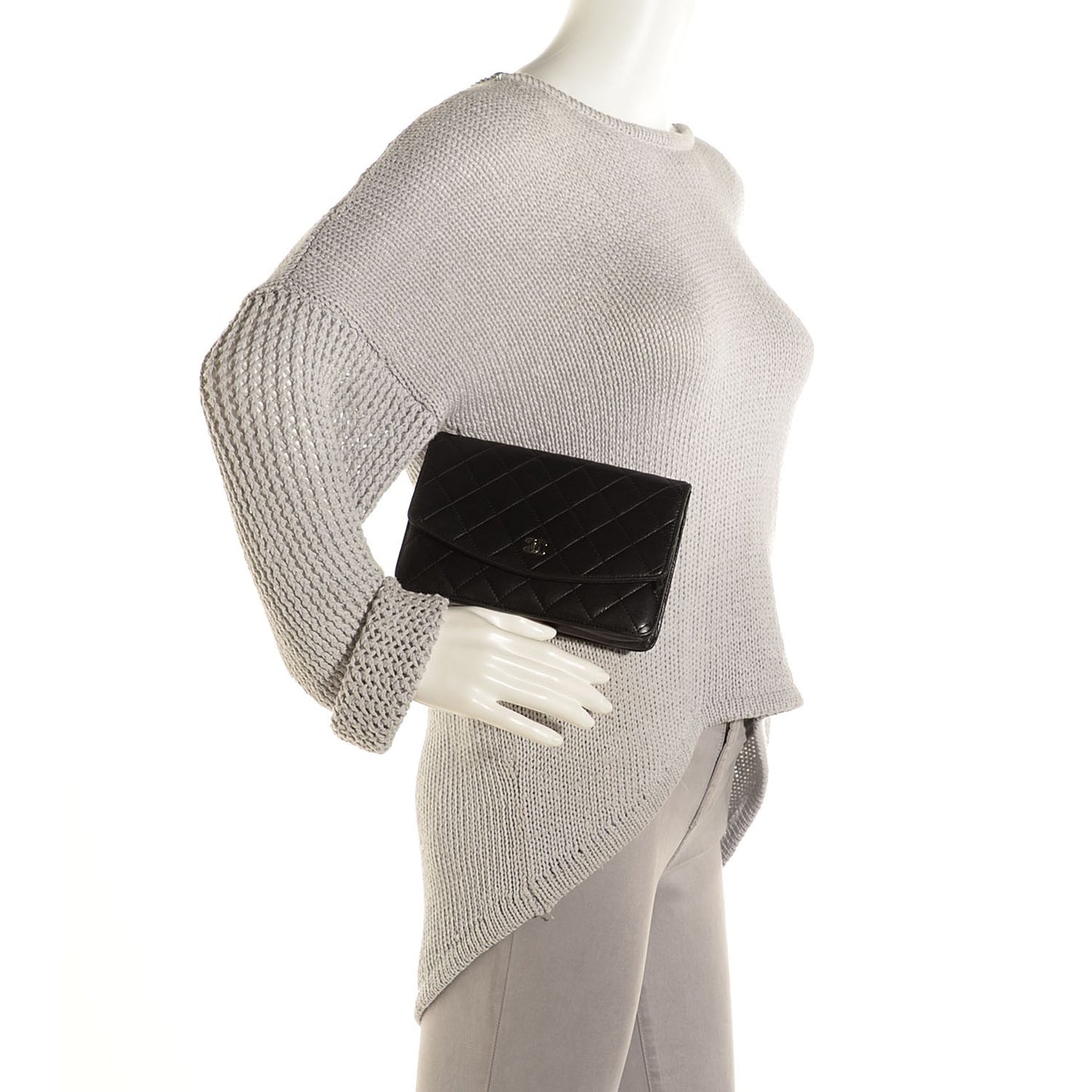 Lambskin Quilted Wallet Black