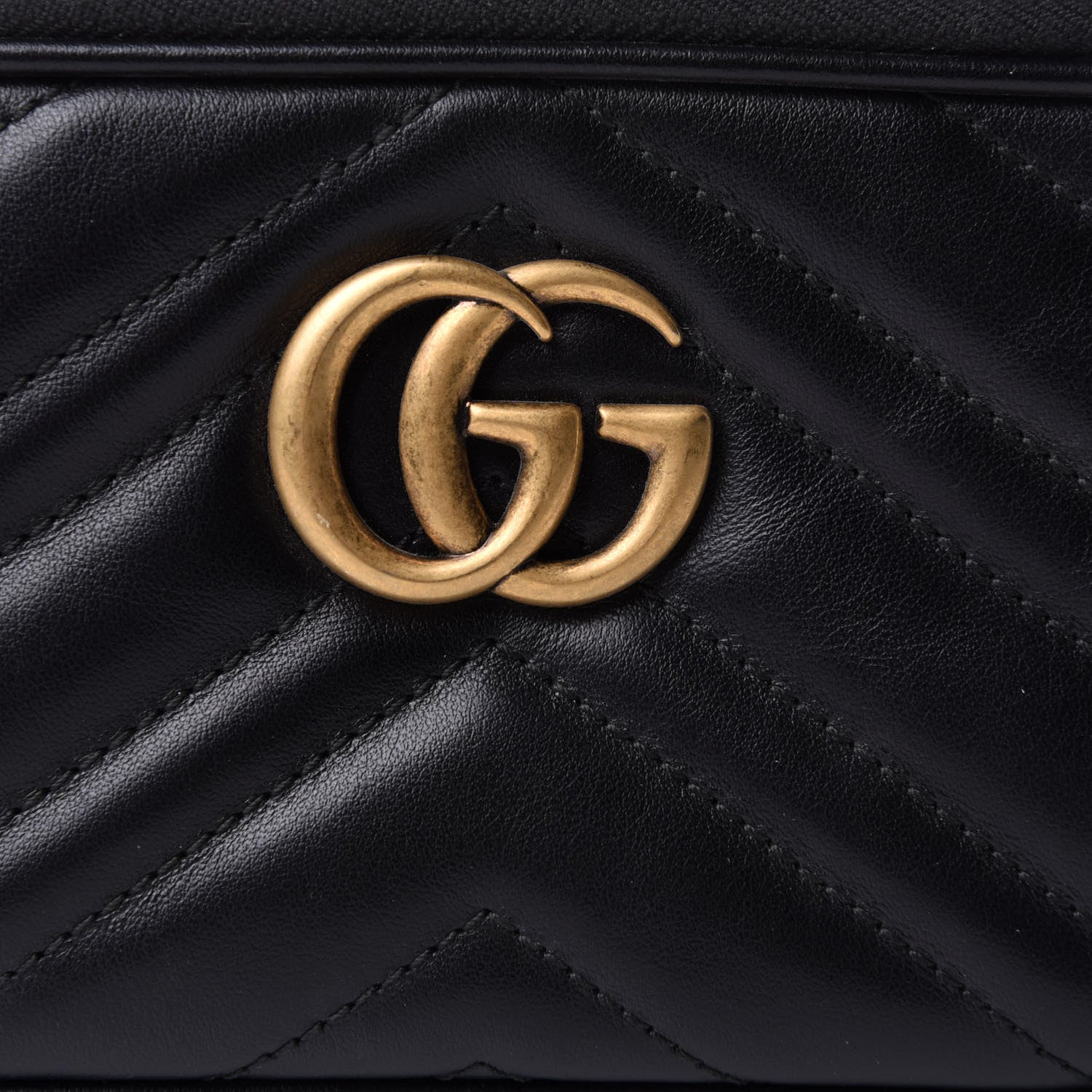 Gucci Calfskin Matelasse Mini GG Marmont Chain Crossbody Bag Black 8 of 11