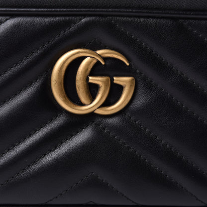 Gucci Calfskin Matelasse Mini GG Marmont Chain Crossbody Bag Black 8 of 11