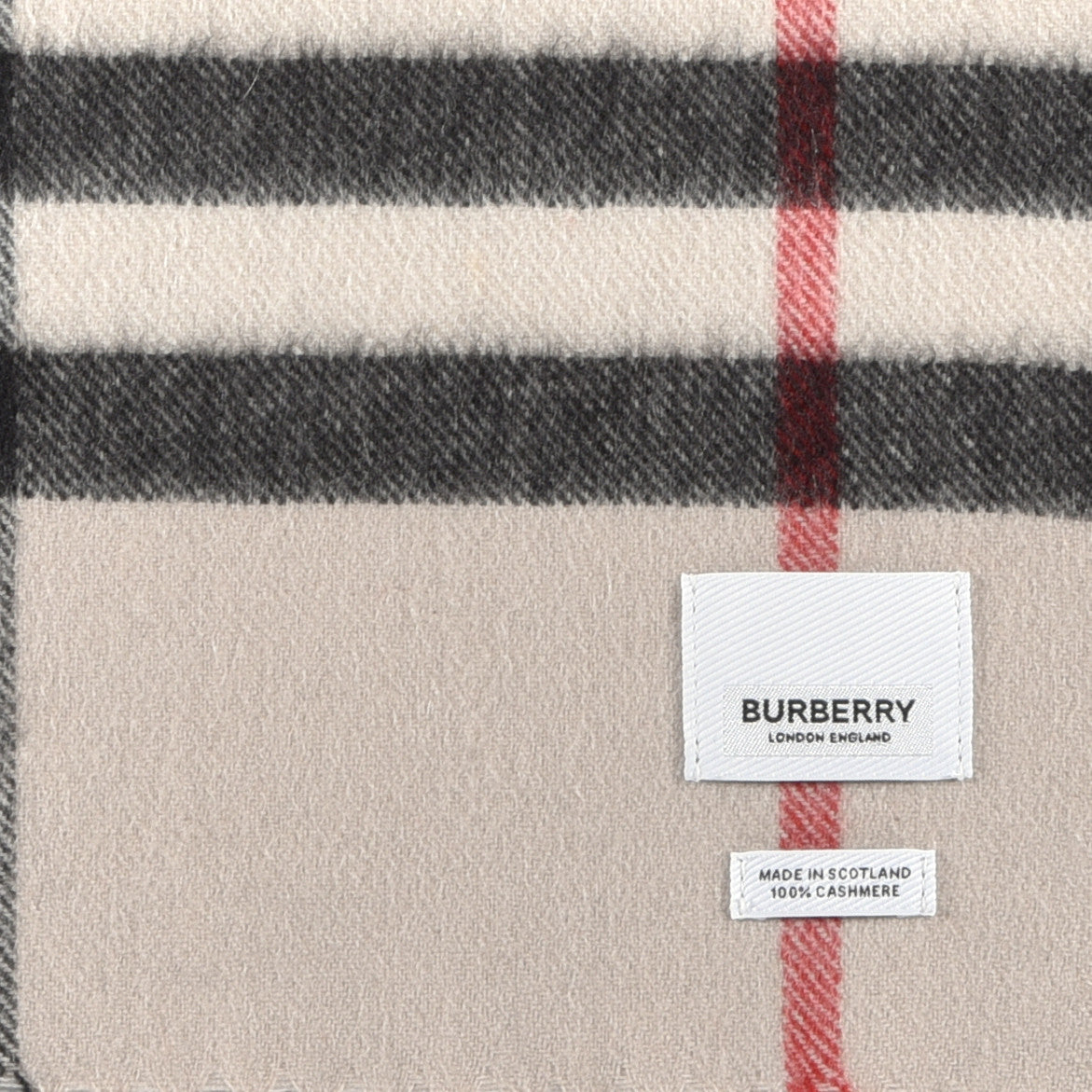 Cashmere Giant Icon Check Fringe Scarf Stone Check