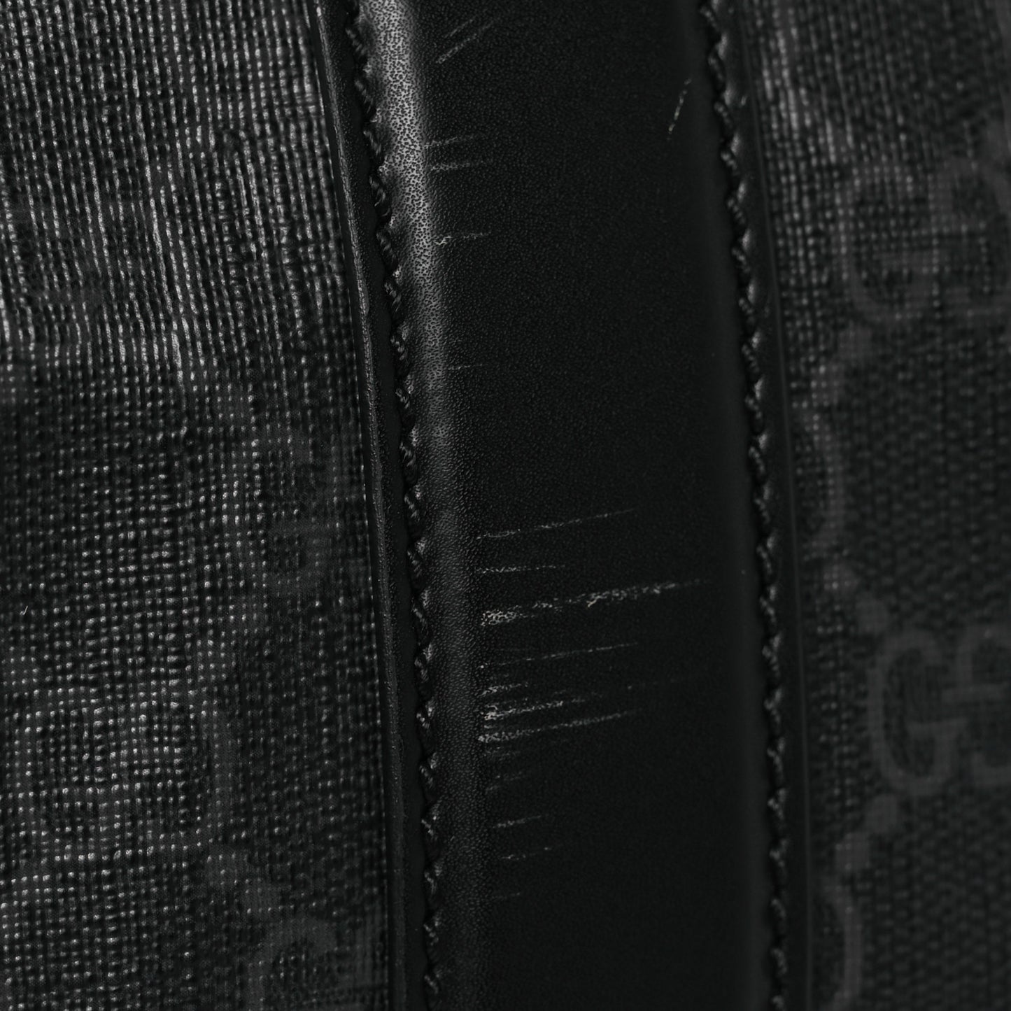 Soft GG Supreme Monogram Appia Calfskin Web Large Carry On Duffle Bag Black Grey