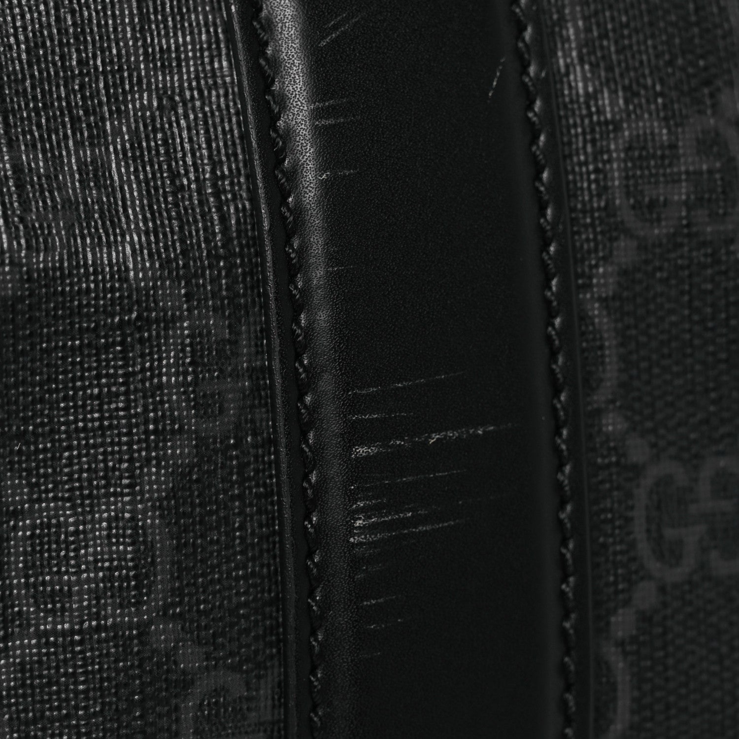 Gucci Soft GG Supreme Monogram Appia Calfskin Web Large Carry On Duffle Bag Black Grey 11 of 13