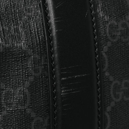 Gucci Soft GG Supreme Monogram Appia Calfskin Web Large Carry On Duffle Bag Black Grey 11 of 13