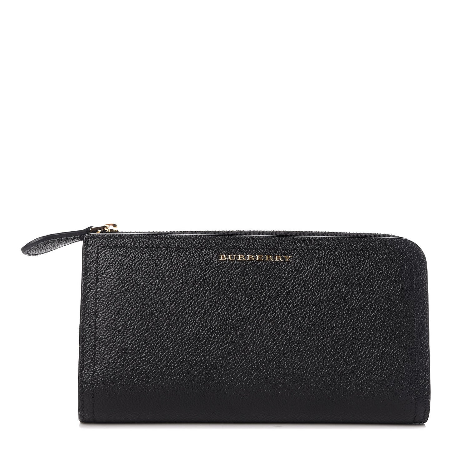 Grained Calfskin Zip Wallet Black