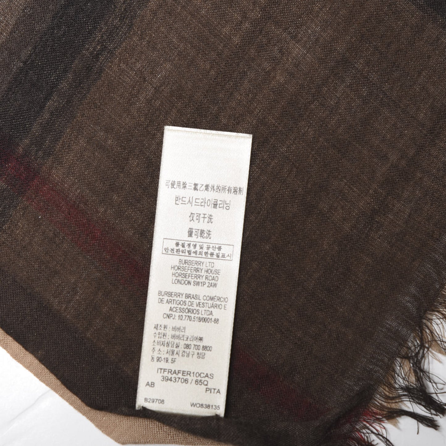 Wool Silk House Check Lightweight Scarf Camel