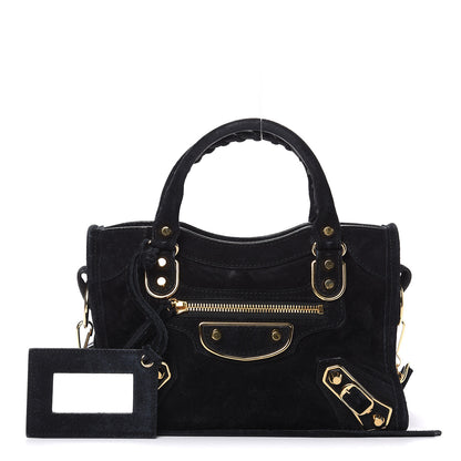 Balenciaga Baby Daim Suede Gold Metallic Edge Hardware Mini City Black 1 of 12
