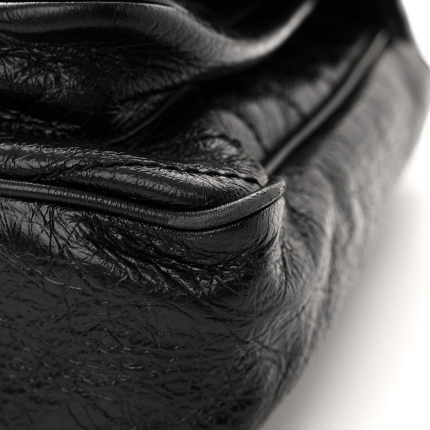 Crinkled Calfskin Matelasse Monogram Large Niki Chain Satchel Black