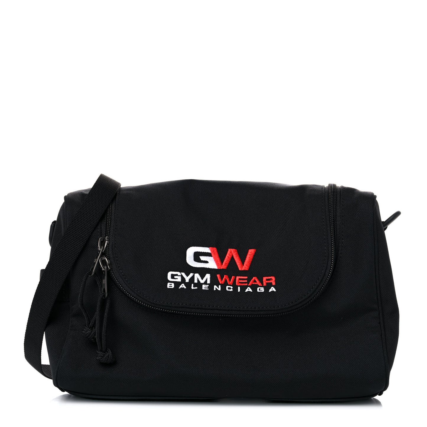Nylon Gym Wear Messenger Bag Black