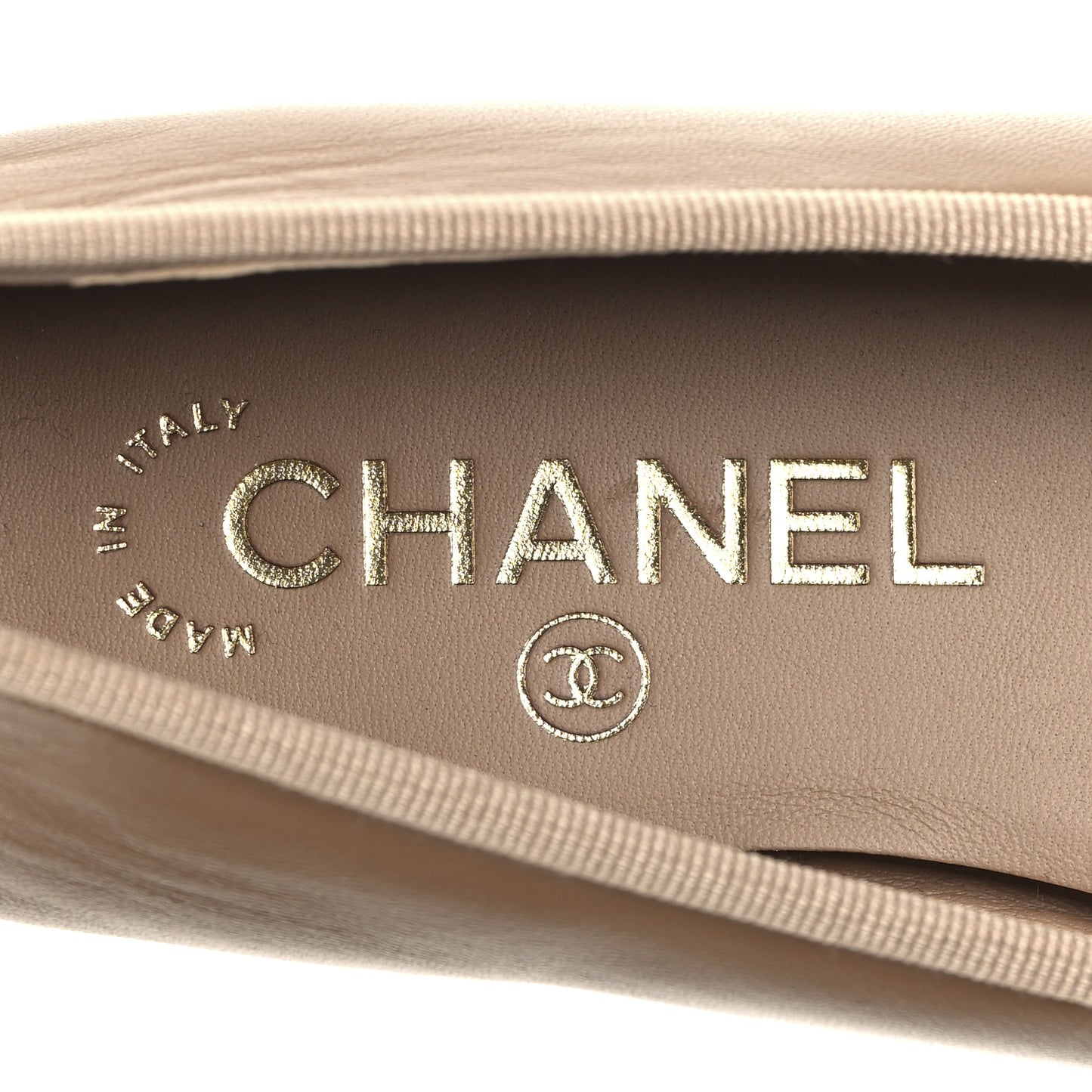 Lambskin Cap Toe CC Ballerina Flats 36.5 Dark Beige Black