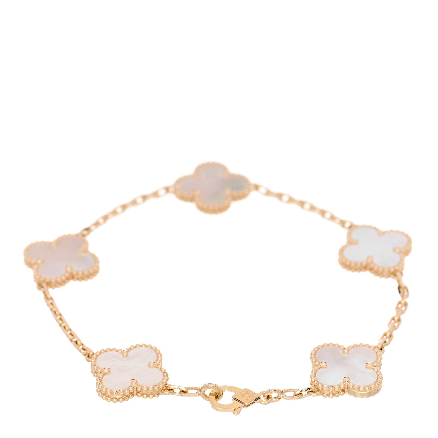 Van Cleef & Arpels 18K Yellow Gold Mother of Pearl 5 Motifs Vintage Alhambra Bracelet 2 of 4