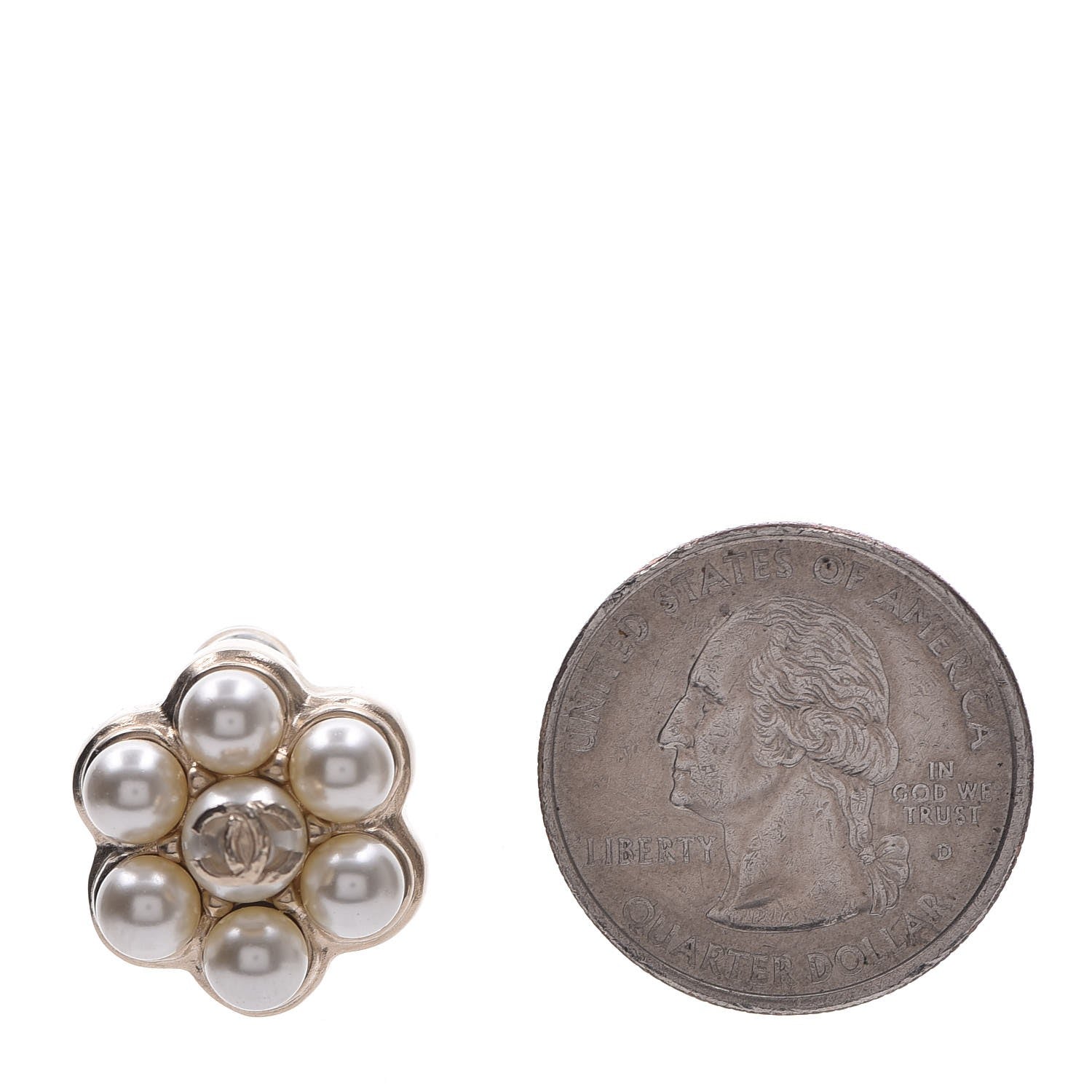 Chanel Pearl CC Flower Earrings Gold 2 of 4