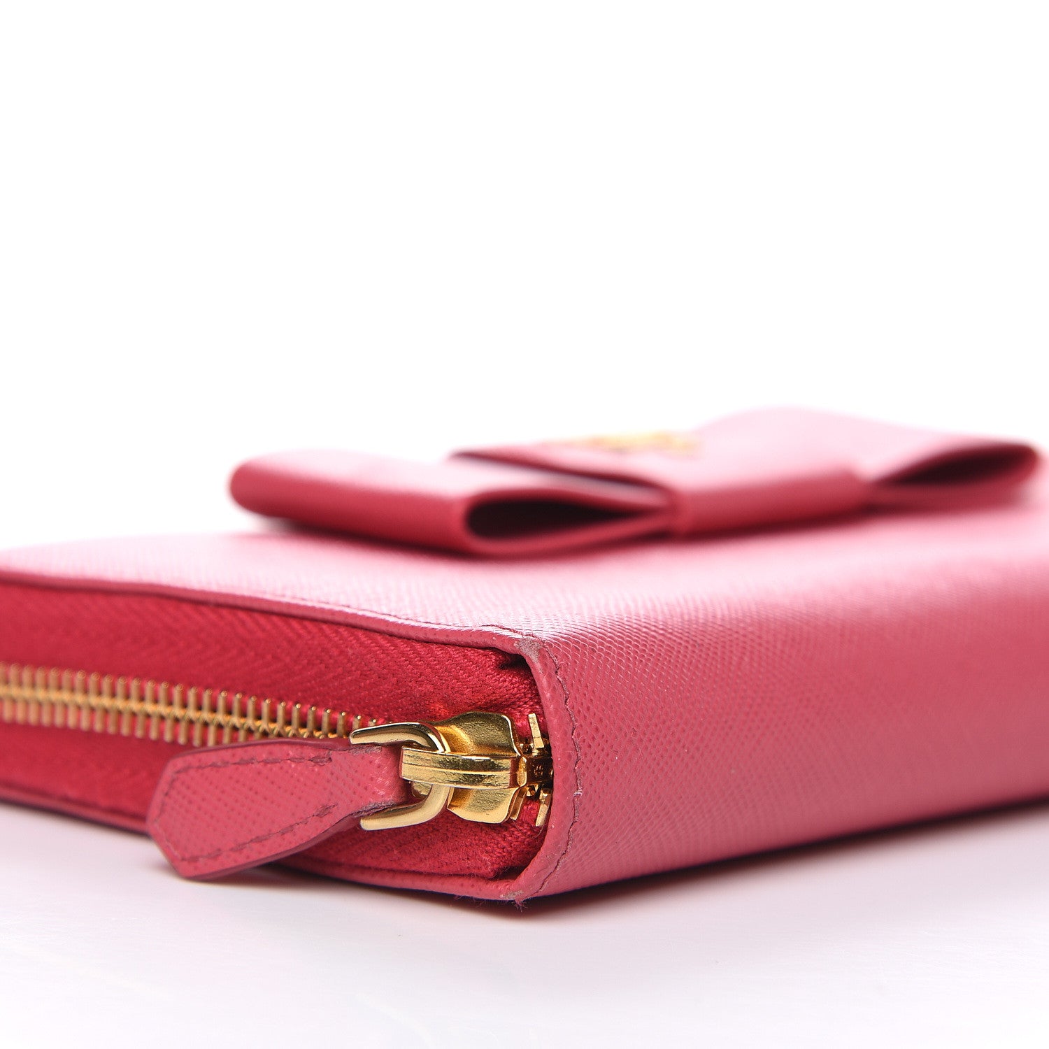Prada Saffiano Fiocco Bow Zip Around Wallet Peonia 7 of 11