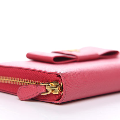 Prada Saffiano Fiocco Bow Zip Around Wallet Peonia 7 of 11