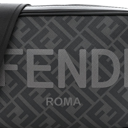 Fendi Shiny Glazed Fabric Vitello Cover FF 1974 Logo Medium Camera Case Black 7 of 12