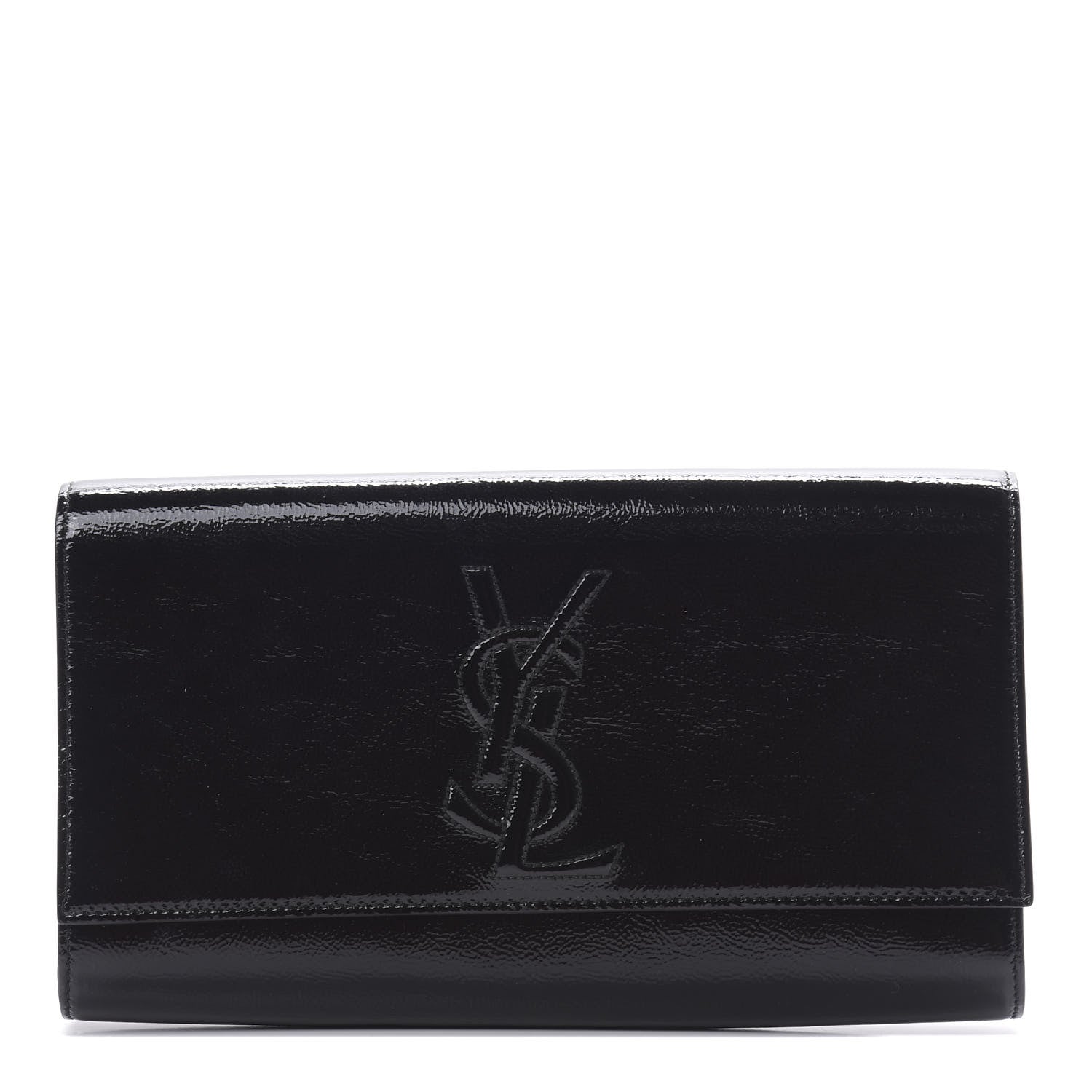 Saint Laurent Textured Patent Monogram Large Belle De Jour Clutch Black 1 of 7