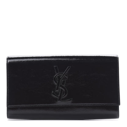 Saint Laurent Textured Patent Monogram Large Belle De Jour Clutch Black 1 of 7
