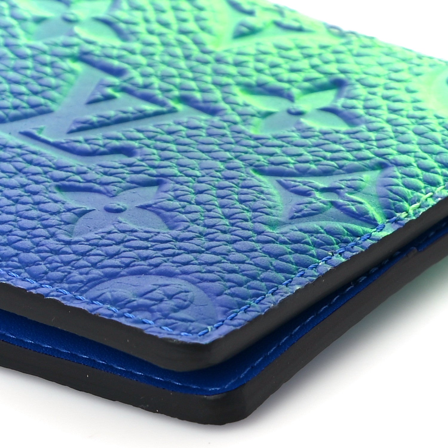 Louis Vuitton Taurillon Illusion Slender Wallet Bleu Vert 9 of 10