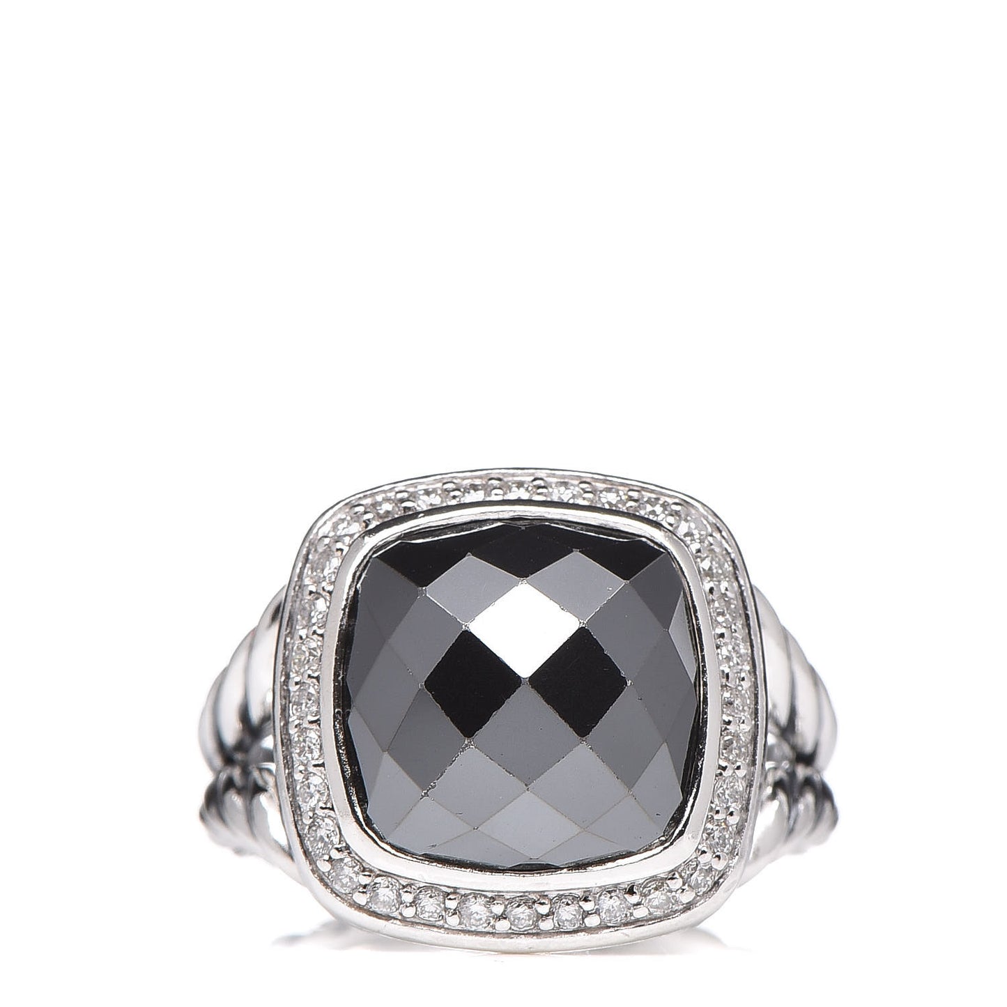 Sterling Silver Diamond Hematite 11mm Albion Ring 52 6