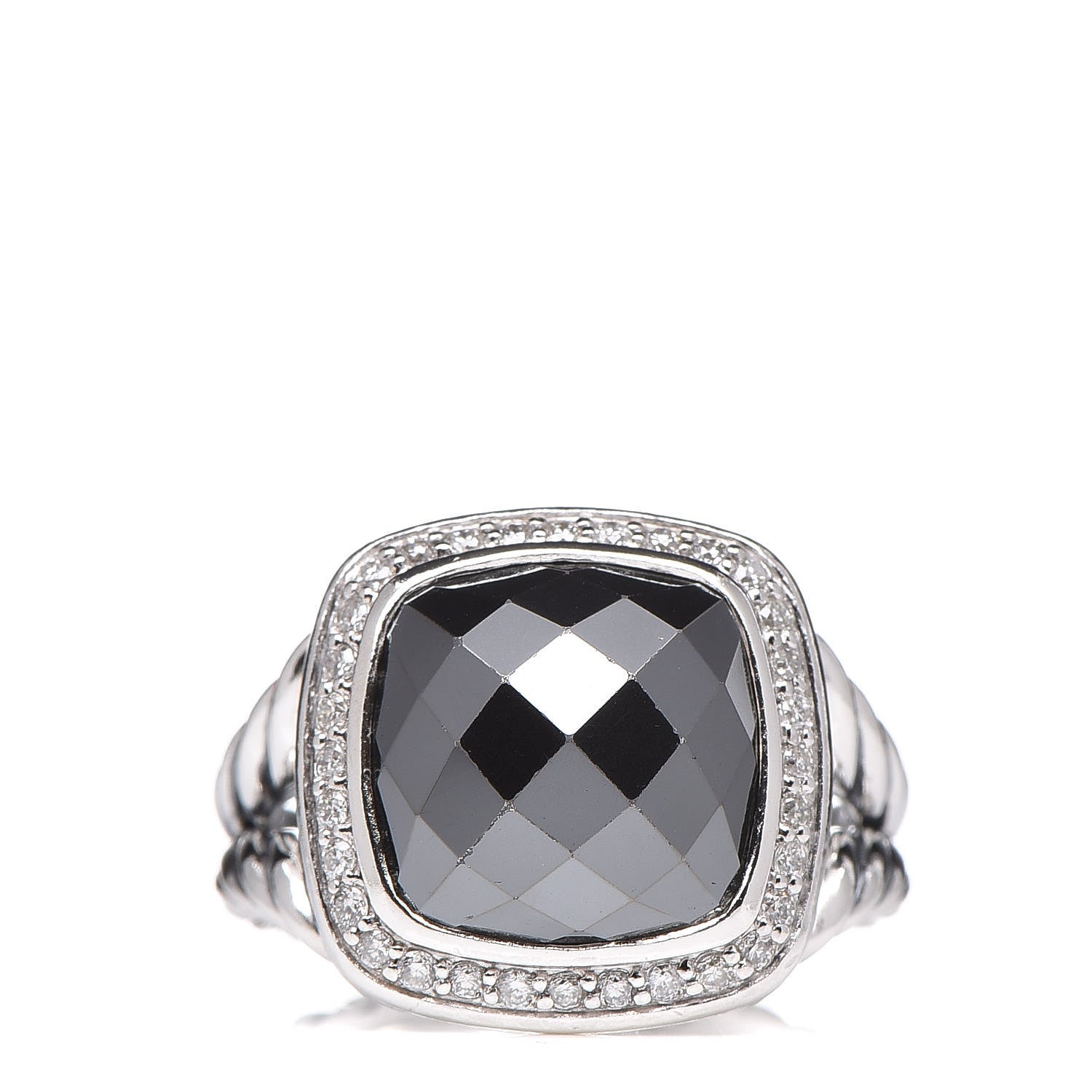 David Yurman Sterling Silver Diamond Hematite 11mm Albion Ring 52 6 1 of 6