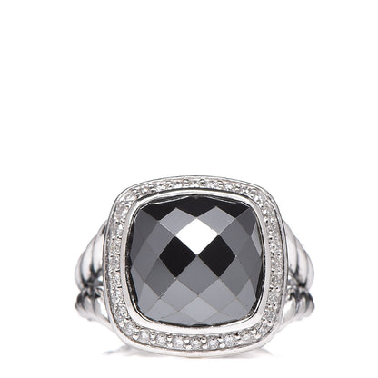 David Yurman Sterling Silver Diamond Hematite 11mm Albion Ring 52 6 1 of 6