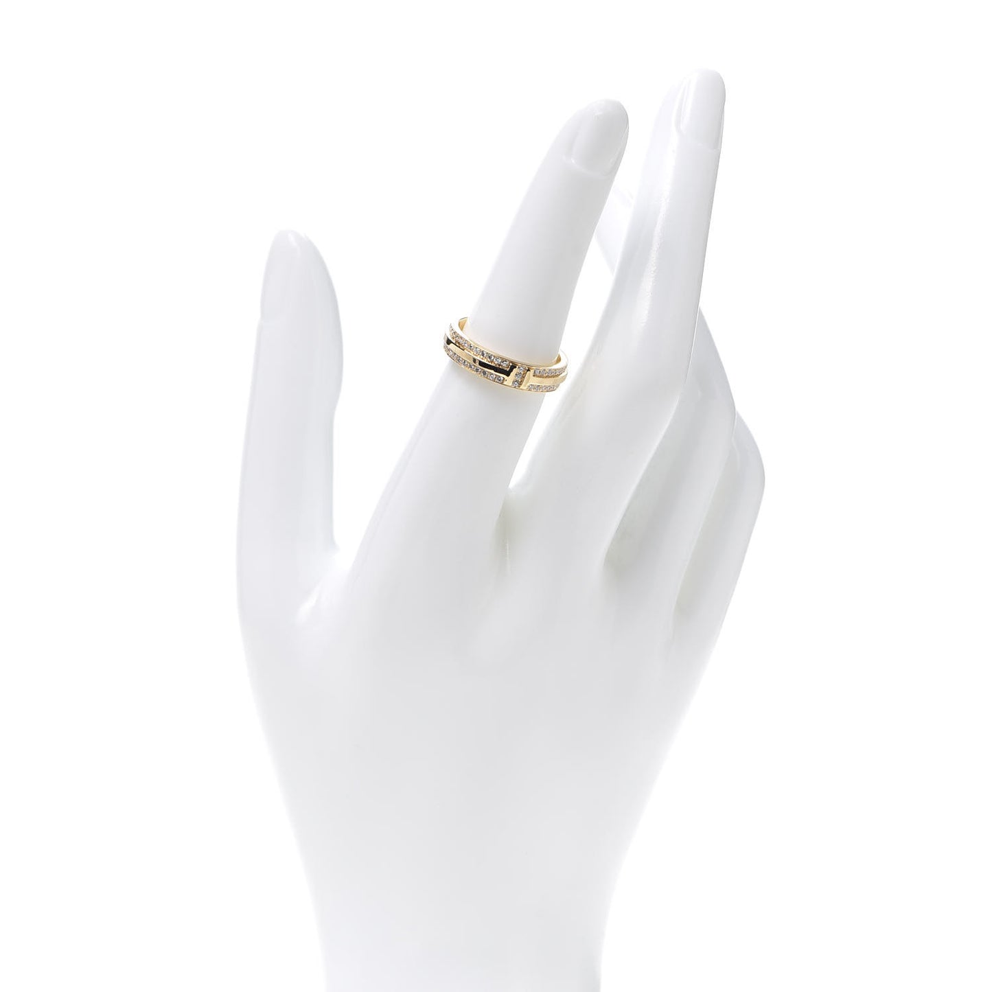 18K Yellow Gold Diamond Narrow T Two Ring 53 6.5