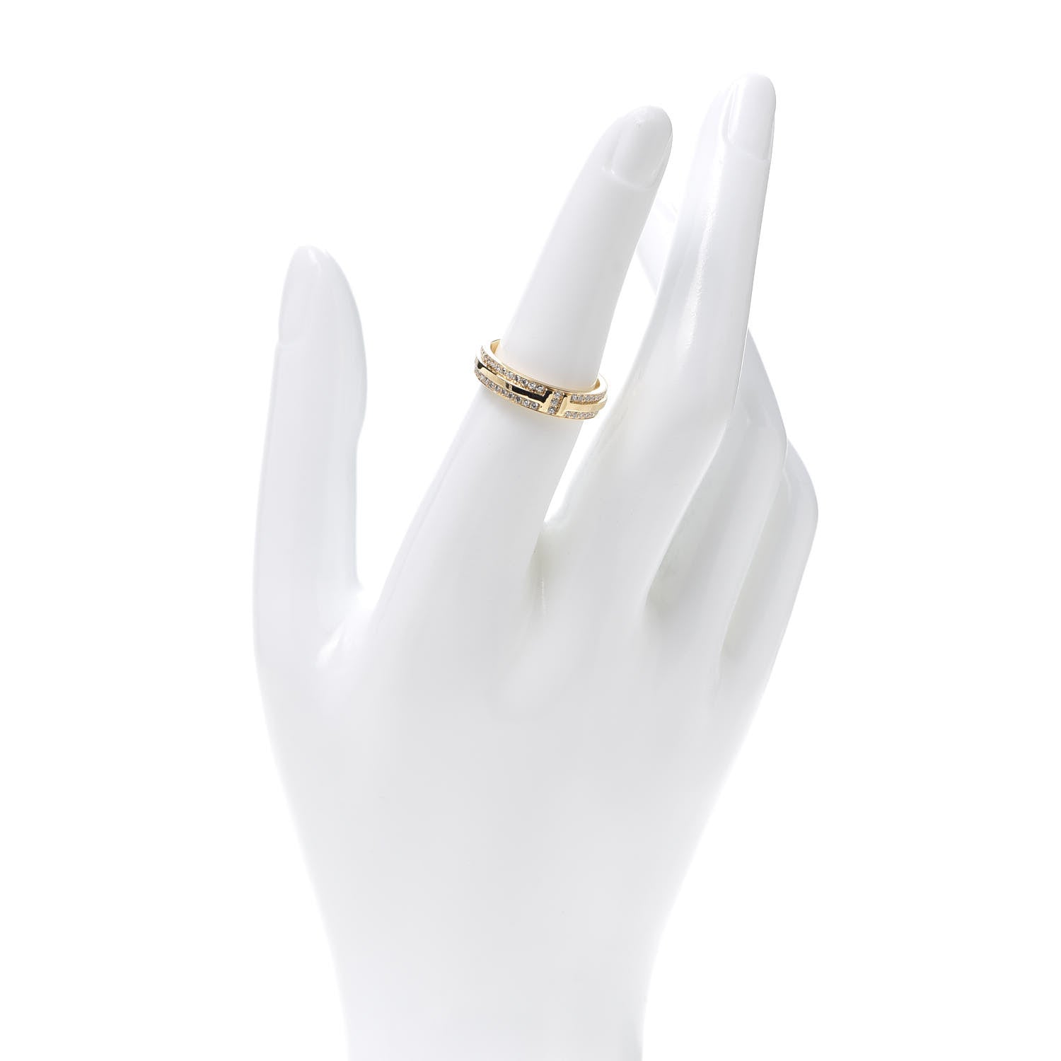 Tiffany 18K Yellow Gold Diamond Narrow T Two Ring 53 6.5 2 of 4
