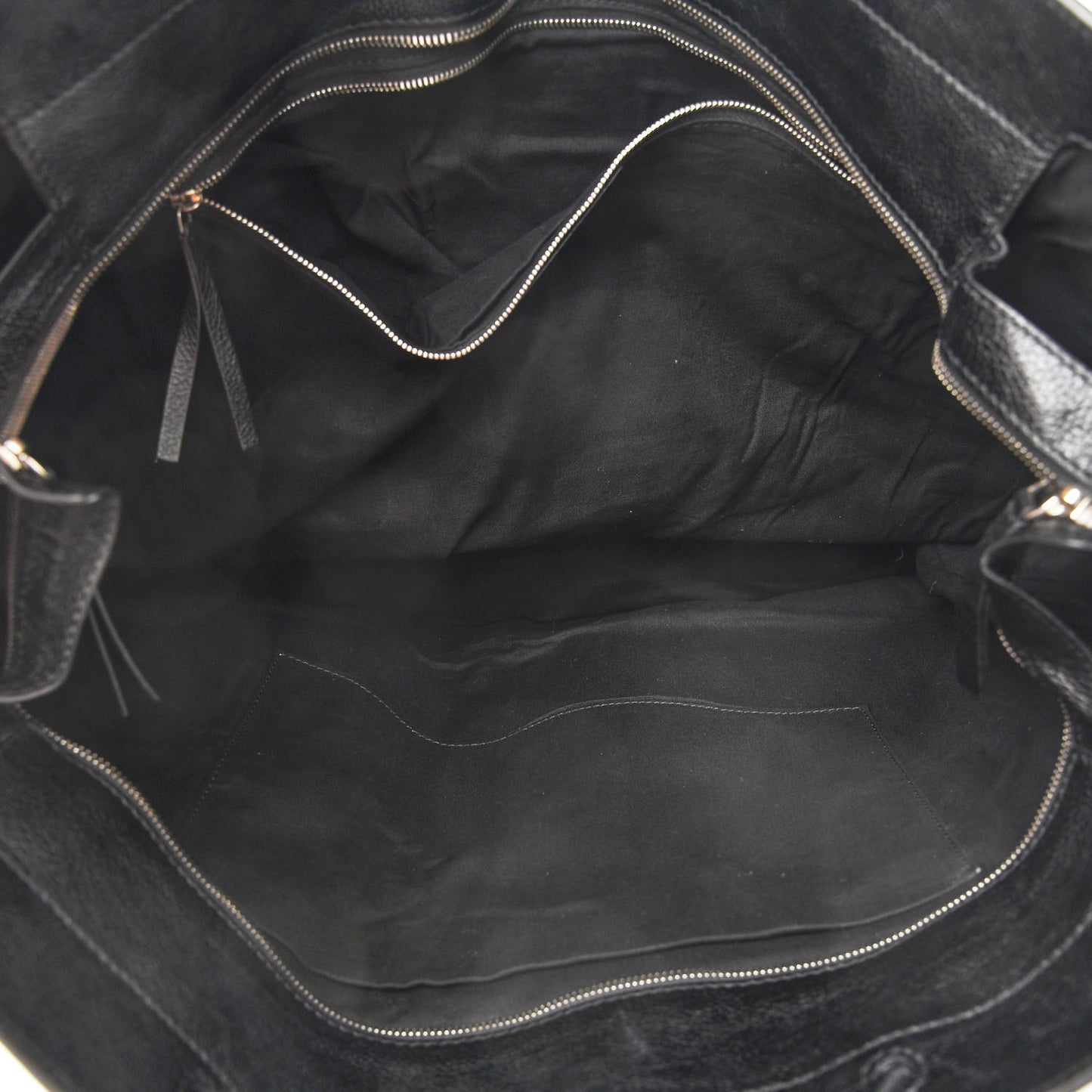 Calfskin Logo Shopping L Tote Black White