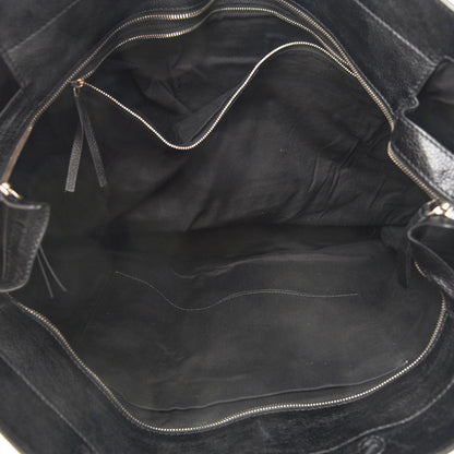 Balenciaga Calfskin Logo Shopping L Tote Black White 5 of 9