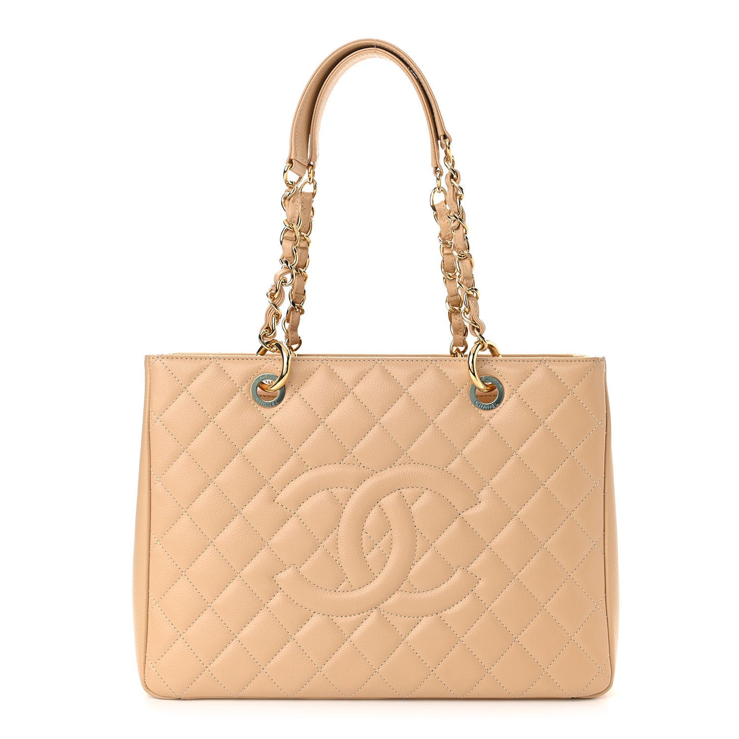 Caviar Quilted Grand Shopping Tote GST Beige