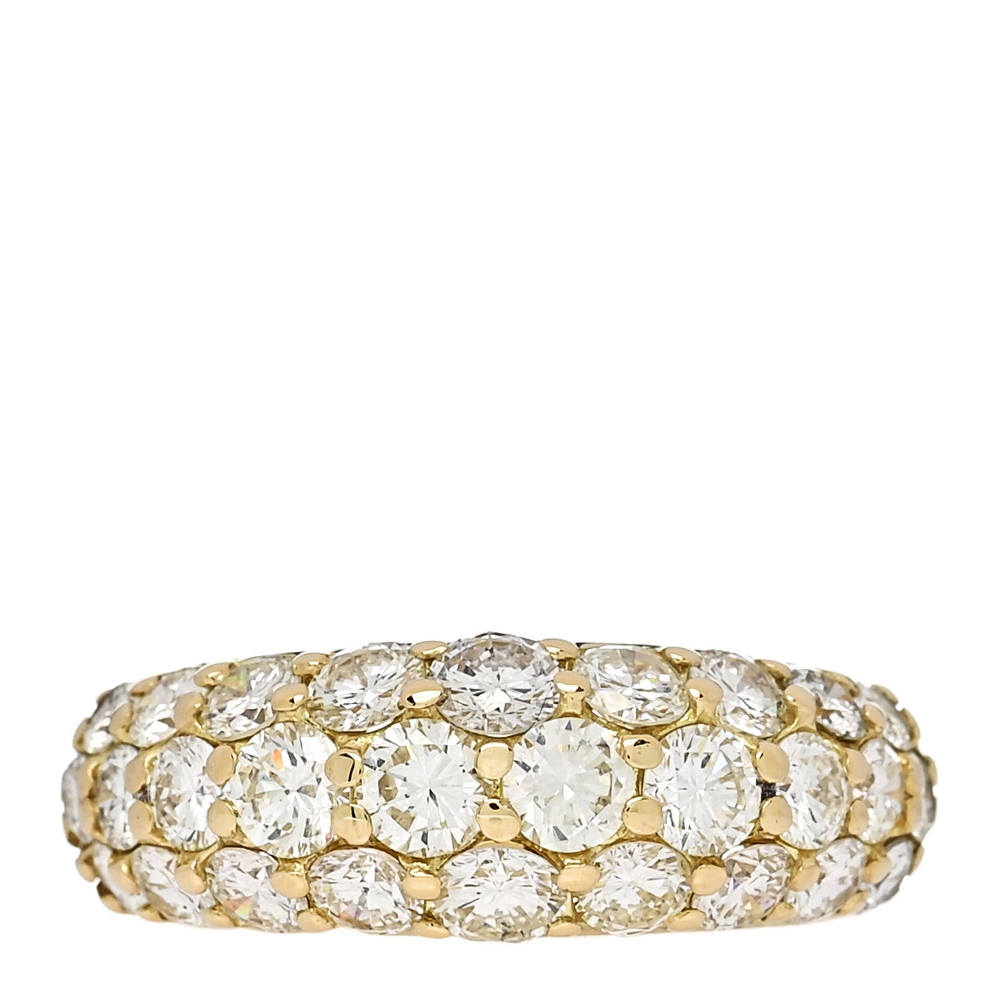 18K Yellow Gold Diamond 2.22ctw Three Row Dome Band Ring  50 5.5