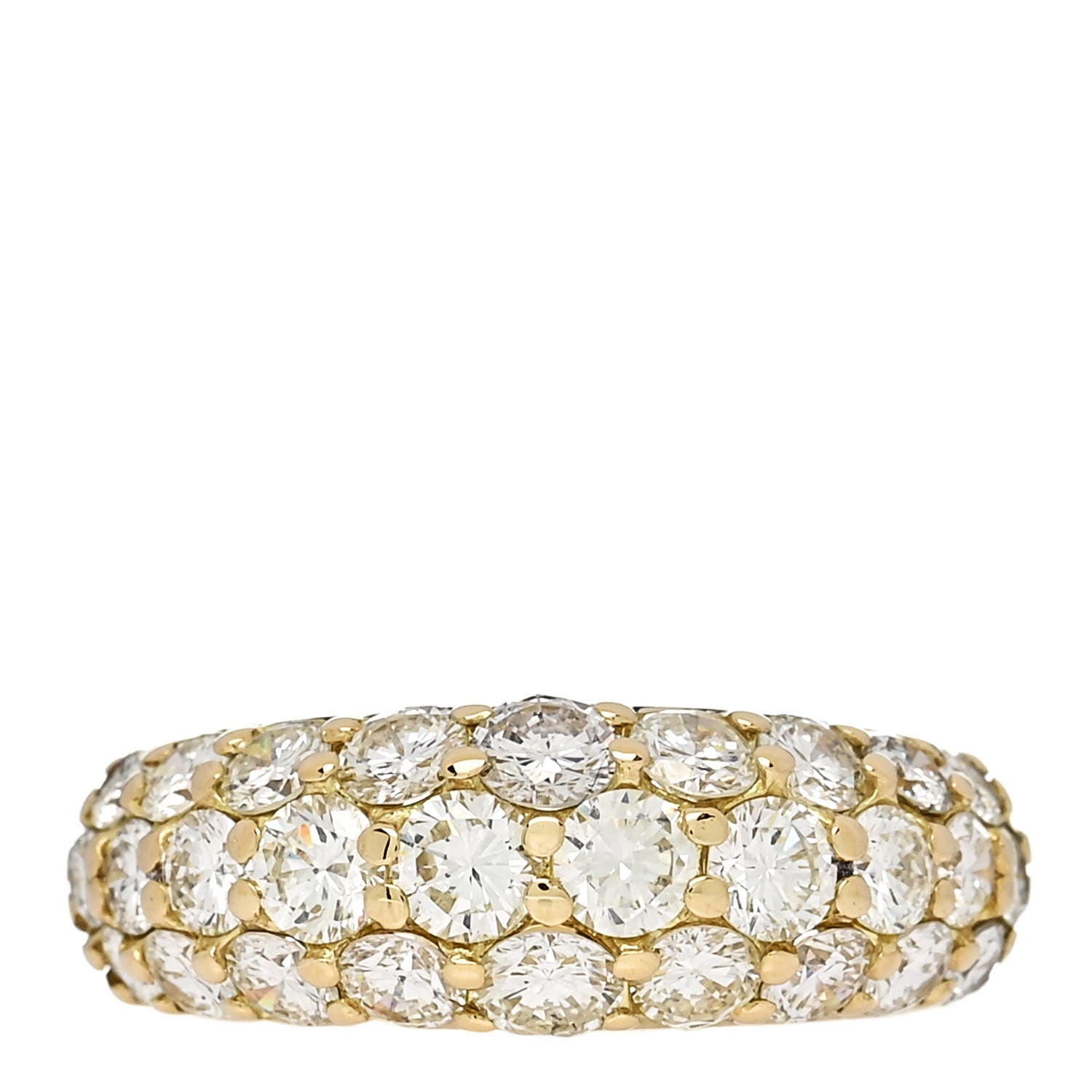 Parker & West by FASHIONPHILE 18K Yellow Gold Diamond 2.22ctw Three Row Dome Band Ring  50 5.5 1 of 10