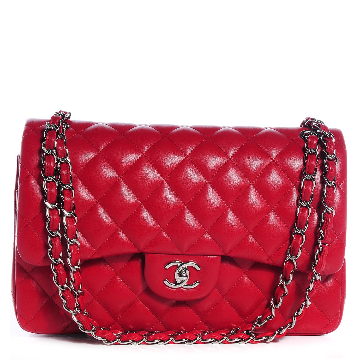Chanel Lambskin Jumbo Double Flap Red 1 of 8