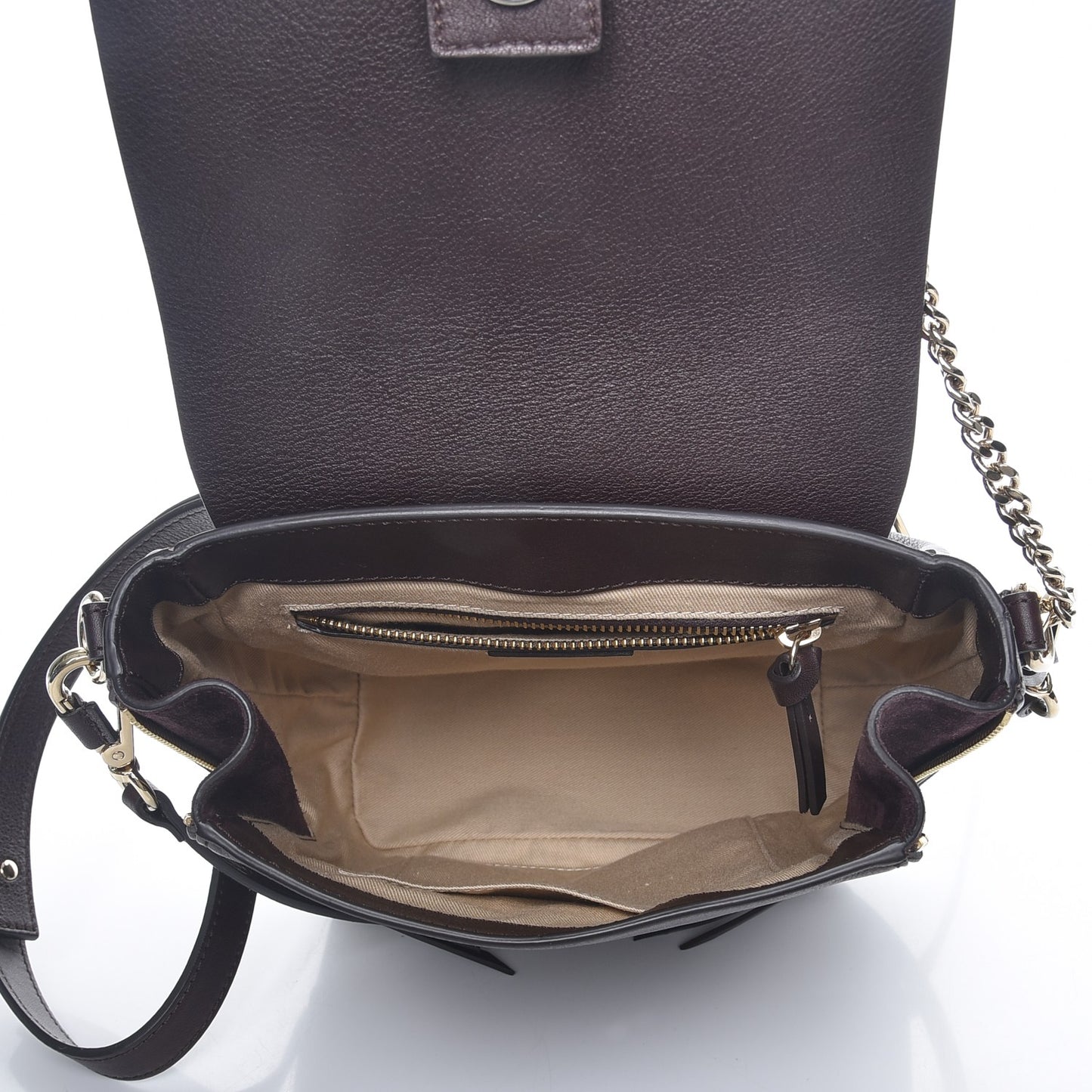Suede Calfskin Small Faye Backpack Carbon Brown