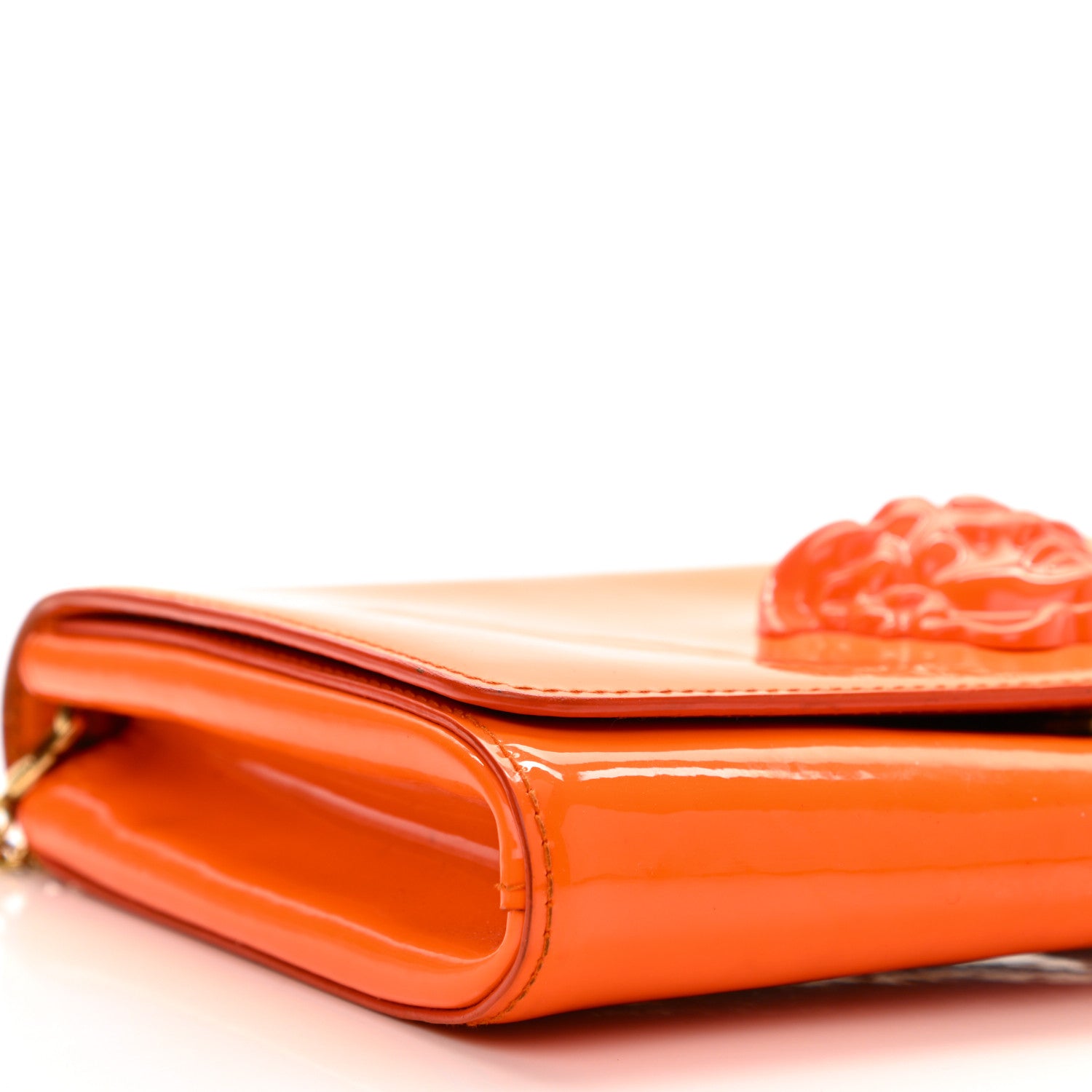 Versace Patent Palazzo Medusa Chain Evening Bag Orange 8 of 13