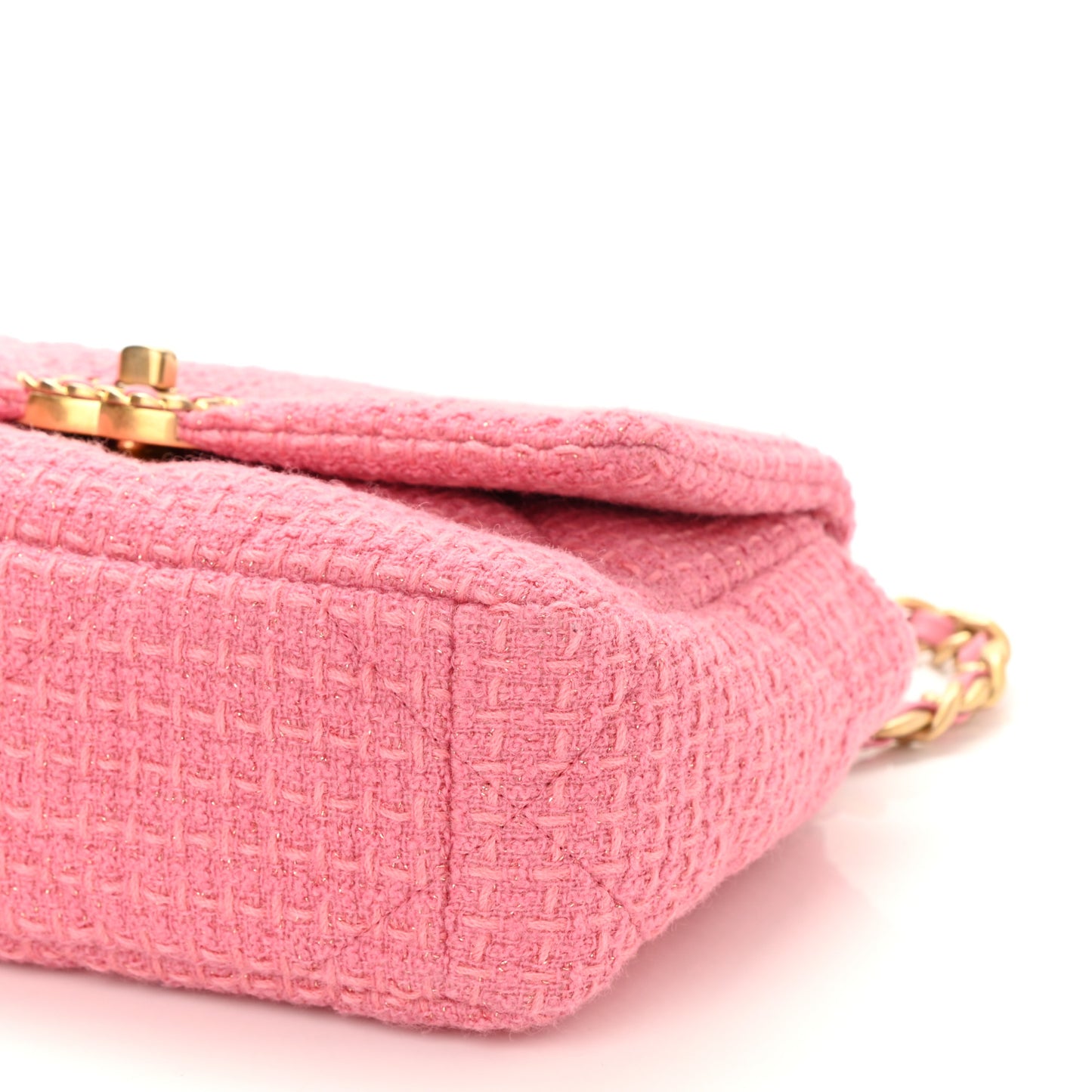 Metallic Tweed Quilted Medium Chanel 19 Flap Pink