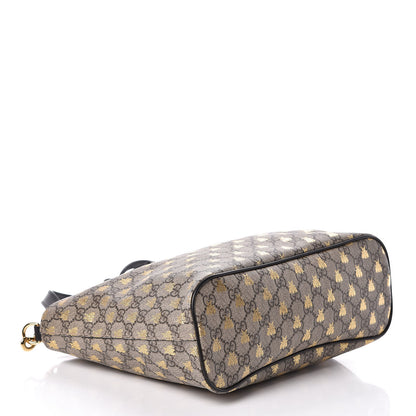 Gucci Soft GG Supreme Monogram Bees Small Crossbody Tote Beige Oro Black 4 of 9