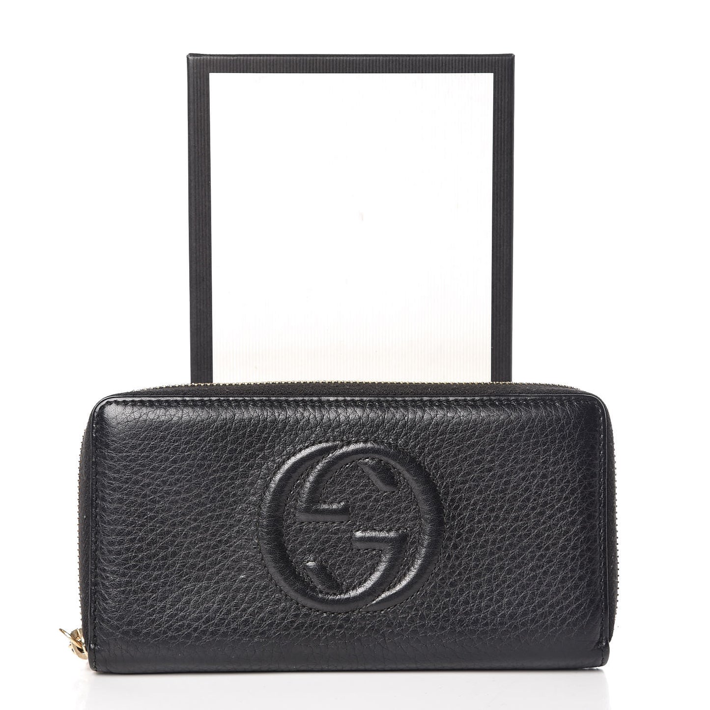 Pebbled Calfskin Soho Zip Around Wallet Black