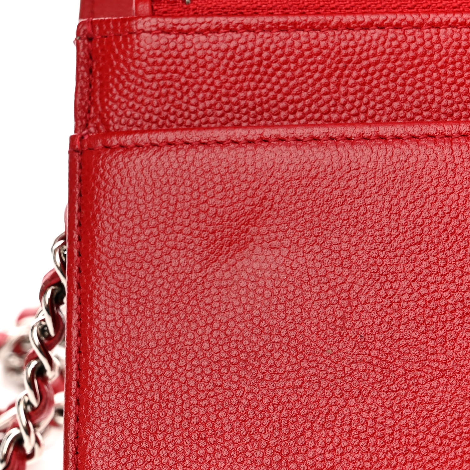 Chanel Caviar Sevruga Wallet on Chain WOC Red 12 of 14