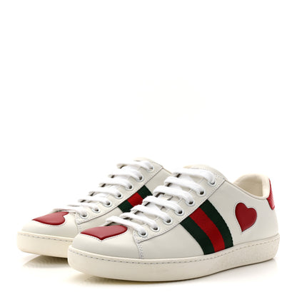 Gucci Calfskin Web Heart Embroidered Womens Ace Sneakers 35 White 4 of 10