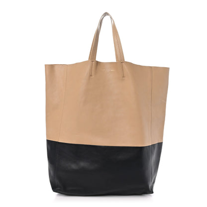 Celine Lambskin Vertical Bi-Cabas Beige Black 1 of 10