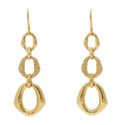 Gucci 18K Yellow Gold Diamond Bamboo Drop Earrings 1 of 5
