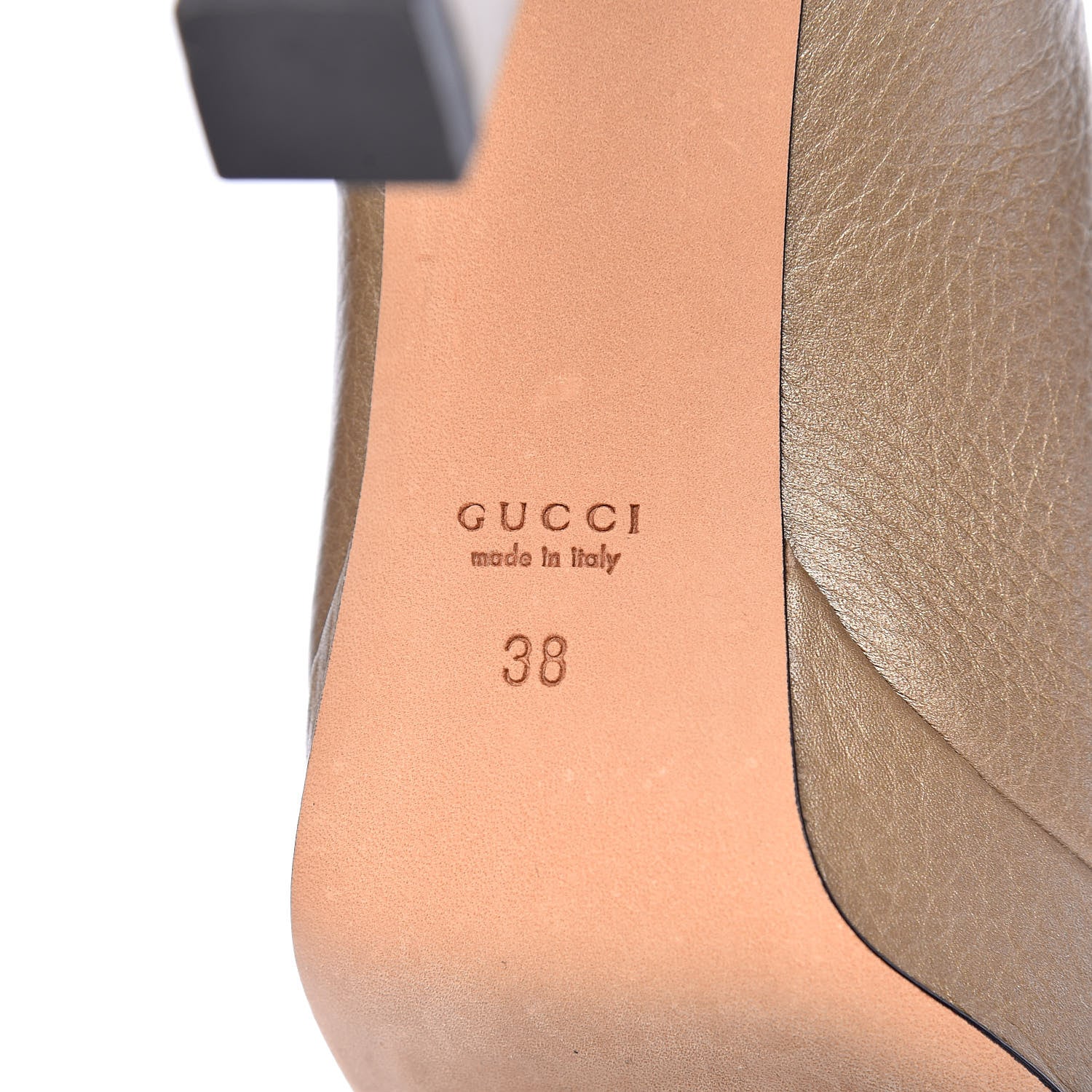 Gucci Metallic Soft Cellarius Calfskin Horsebit Platform Peep Toe Pumps 38 Champagne 8 of 18